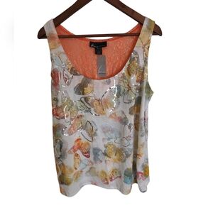 NWT Lane Bryant Women's Cami Tank Top Butterfly Metallic Lace Size 22/24